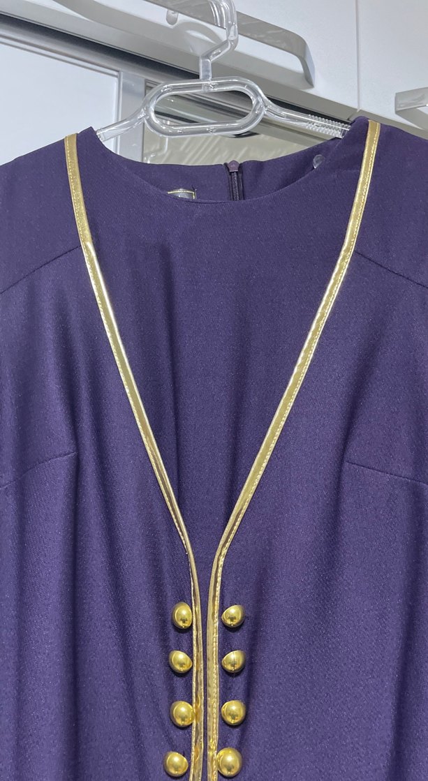 Mor İşlemeli Uzun Kol Elbise - Görsel 4