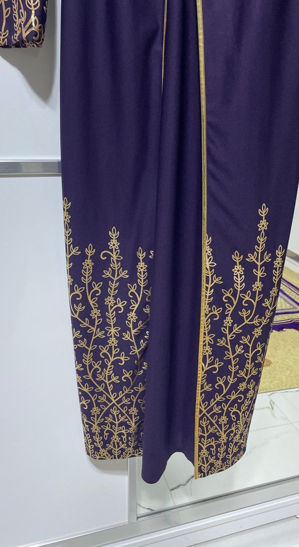 Mor İşlemeli Uzun Kol Elbise - Görsel 5