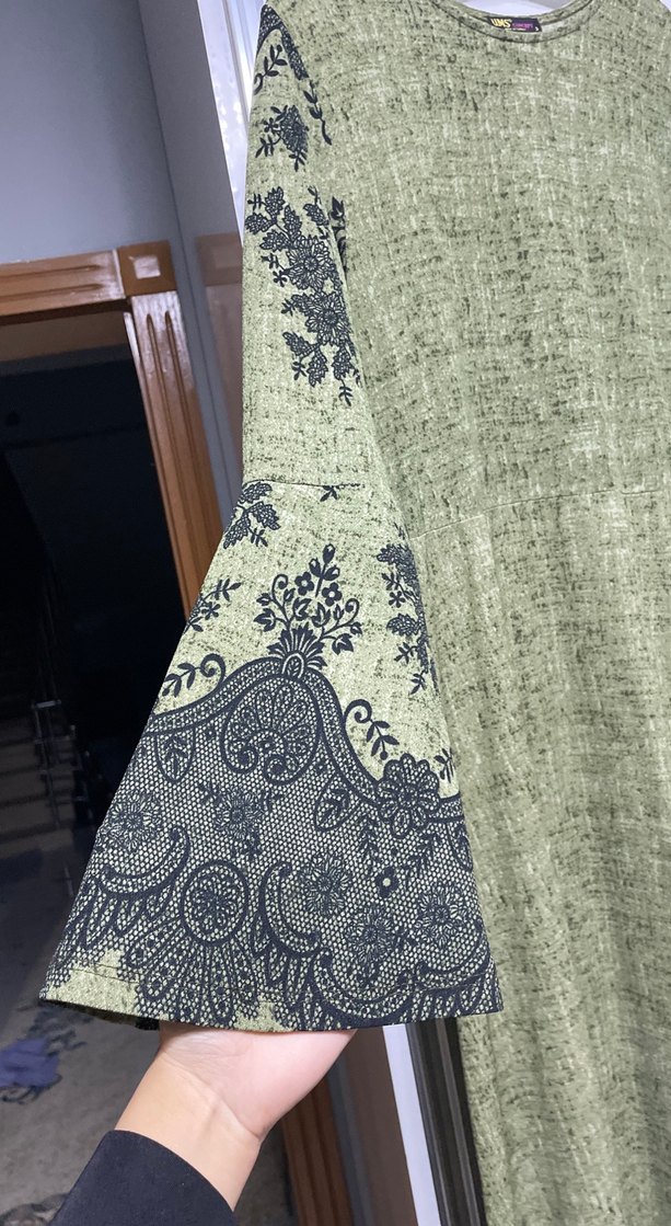 Uzun Kollu Bohem Desenli Uzun Elbise - Görsel 3