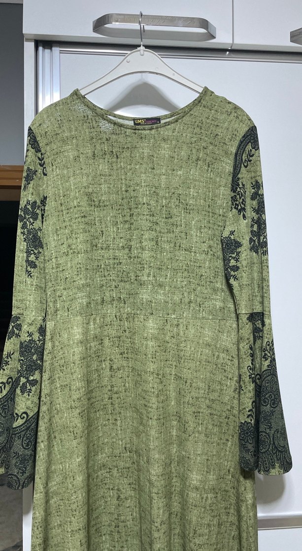 Uzun Kollu Bohem Desenli Uzun Elbise - Görsel 4