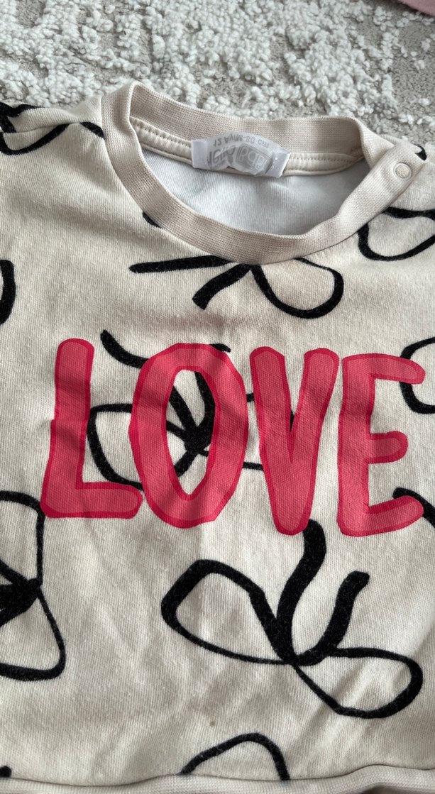 Uzun Kollu Baskılı Beyaz Bebek Kız Takımı - Görsel 2