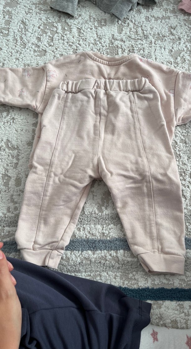 Pembe Triko Bebek Kız Takımı Uzun Kollu - Görsel 4