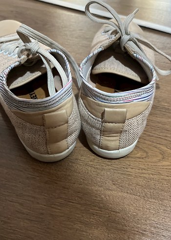 Bej Kadın Bağcıklı Dolgu Topuk Spor Ayakkabı - Görsel 4