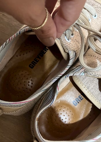 Bej Kadın Bağcıklı Dolgu Topuk Spor Ayakkabı - Görsel 6