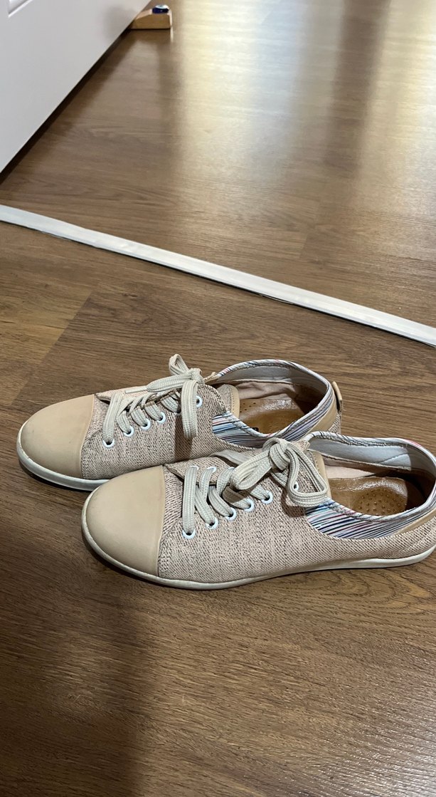 Bej Kadın Bağcıklı Dolgu Topuk Spor Ayakkabı - Görsel 2