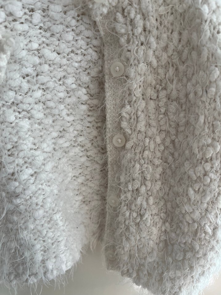 Kız Çocuk Beyaz Triko Ceket - Görsel 4