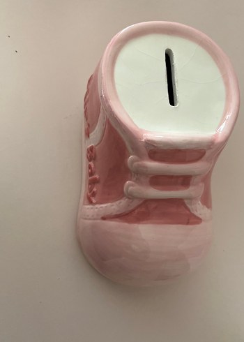 Pembe Seramik Bebek Ayakkabısı Kumbarası - Görsel 2