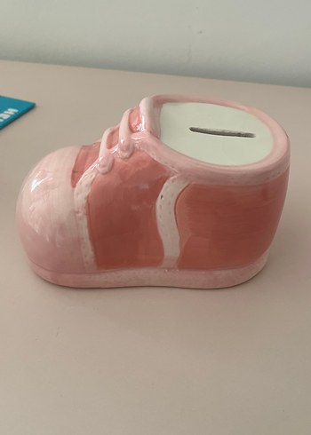 Pembe Seramik Bebek Ayakkabısı Kumbarası - Görsel 3