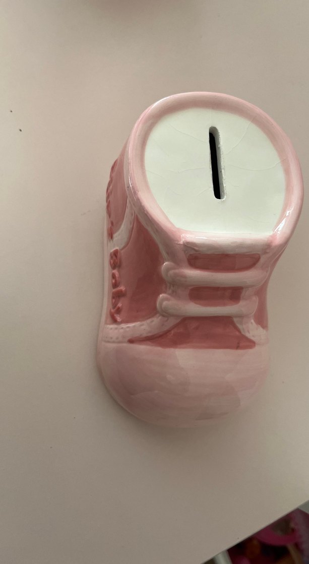 Pembe Seramik Bebek Ayakkabısı Kumbarası - Görsel 2