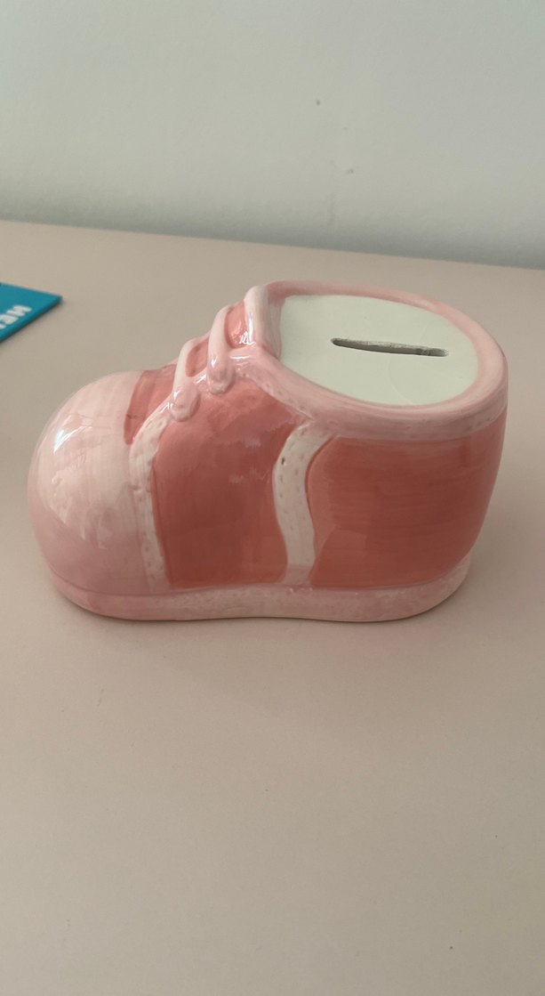 Pembe Seramik Bebek Ayakkabısı Kumbarası - Görsel 3