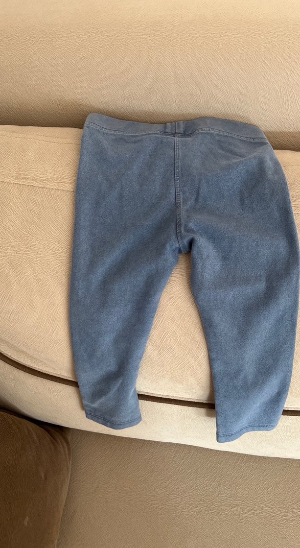 Kız Çocuk Gri Denim Tayt Pantolon ve pembe tayt - Görsel 3