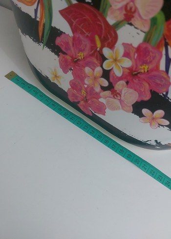 Beden beyaz Renk Çiçek Desenli Bohem Plaj Çantası