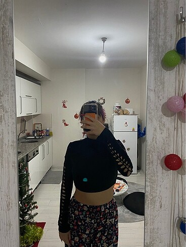 shein kol detaylı siyah crop