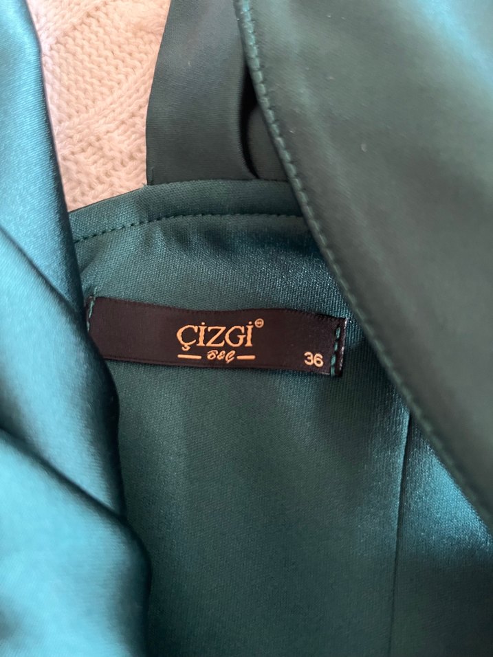 Midi Yeşil Drapeli Straplez Abiye Elbise - Görsel 2