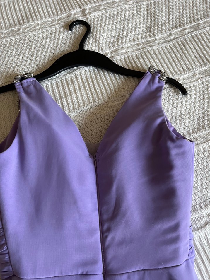 Mor Drapeli Uzun Kadın Abiye Elbise - Görsel 3