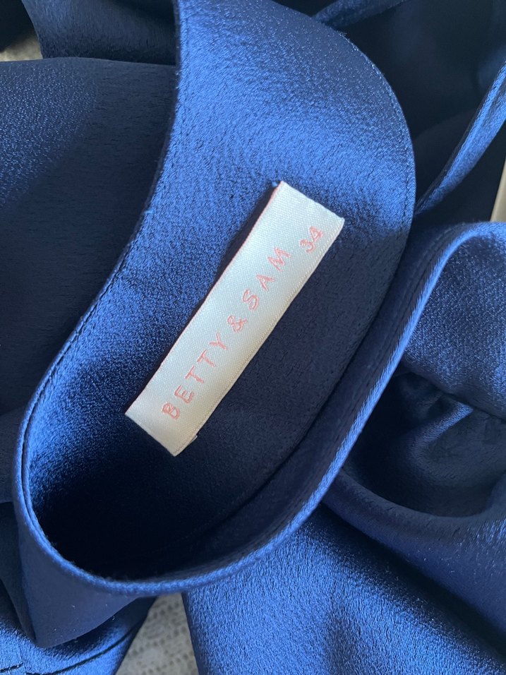 Parlak Lacivert Midi Elbise - Görsel 3