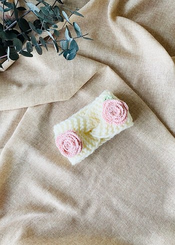 Pembe Güllü Hırka, Etek, Bandana Set - Görsel 12