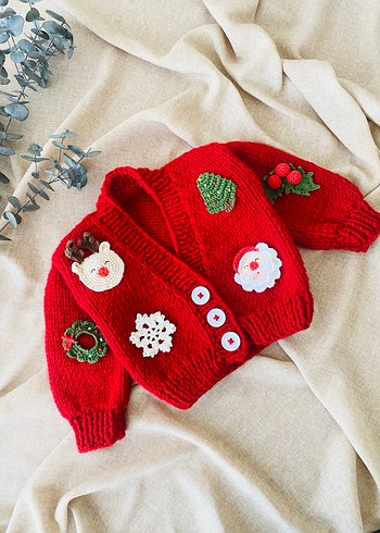 Kırmızı Yeni Yıl Hırkası - Görsel 4