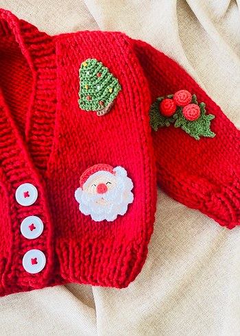 Kırmızı Yeni Yıl Hırkası - Görsel 3