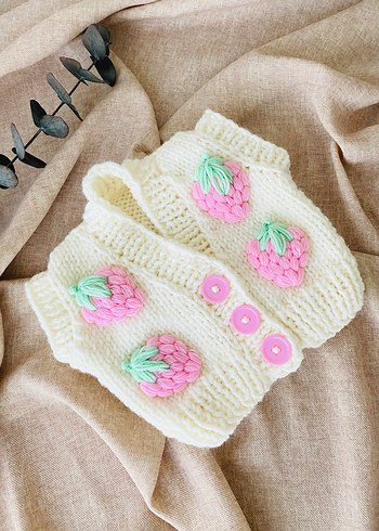 Pembe Çilekli Bebek Yeleği - Görsel 2