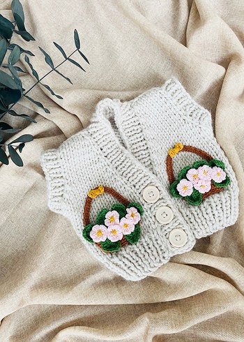 Çiçek Sepetli Bebek Yeleği - Görsel 2