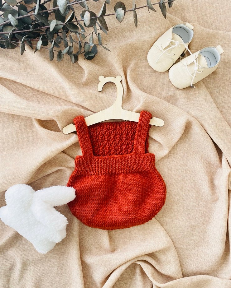 Kiremit El Örgüsü Bebek Salopet - Görsel 3