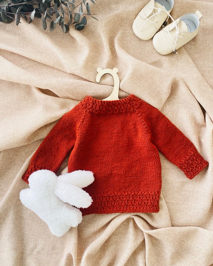 Kiremit El Örgüsü Bebek Hırkası - Görsel 3