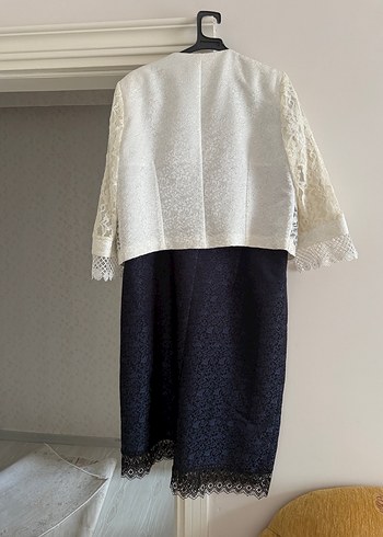 Dantel Detaylı Midi Boy Modern Klasik Ceket Elbise - Görsel 4