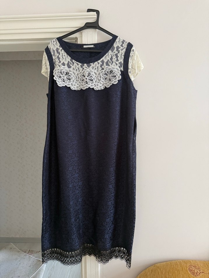 Dantel Detaylı Midi Boy Modern Klasik Ceket Elbise - Görsel 2