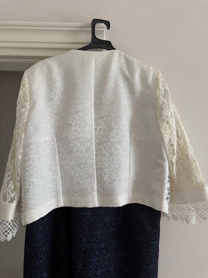 Dantel Detaylı Midi Boy Modern Klasik Ceket Elbise - Görsel 5