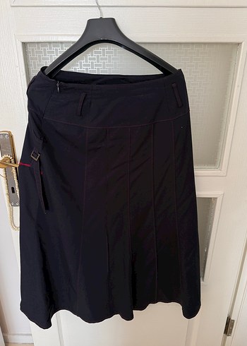 Lacivert Midi Drapeli Kadın Etek - Görsel 3