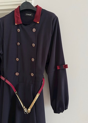 Bordo Kemerli Uzun  Kaban - Görsel 3