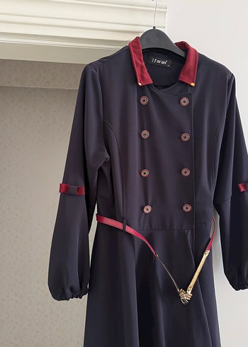 Bordo Kemerli Uzun  Kaban - Görsel 2