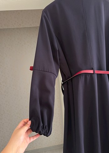 Bordo Kemerli Uzun  Kaban - Görsel 5