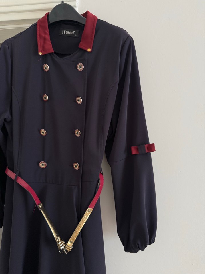 Bordo Kemerli Uzun  Kaban - Görsel 3