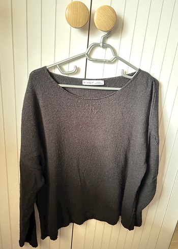 Kadın Kayık Yaka İnce Mevsimlik Triko Kazak Siyah - Görsel 2