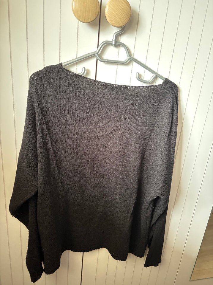 Kadın Kayık Yaka İnce Mevsimlik Triko Kazak Siyah - Görsel 3