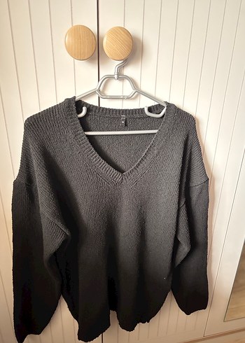 More Sustainable Siyah Pamuklu Geniş Kalıp Triko Kazak - Görsel 3