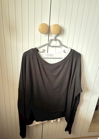 Açık Omuzlu Atletli Viskon Bluz Siyah Beyaz - Görsel 4