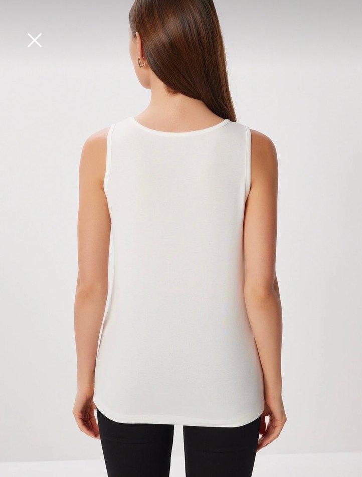 Açık Omuzlu Atletli Viskon Bluz Siyah Beyaz - Görsel 3