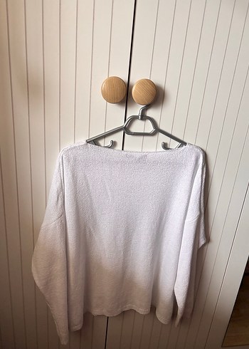 Kadın Kayık Yaka İnce Mevsimlik Triko Kazak Beyaz - Görsel 3