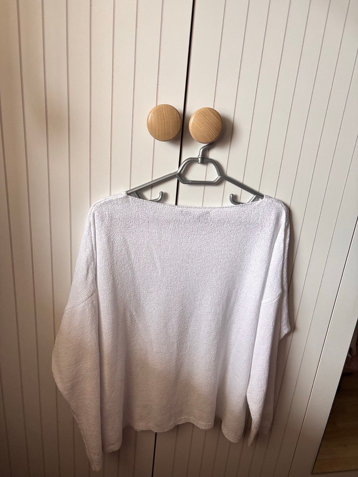 Kadın Kayık Yaka İnce Mevsimlik Triko Kazak Beyaz - Görsel 3