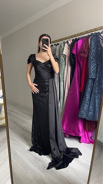 38 Beden Şuan pullu saten abiye