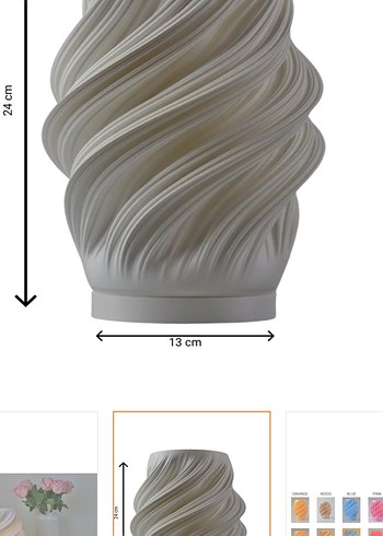 Beyaz Dalgalı Desenli 24 cm Vazo