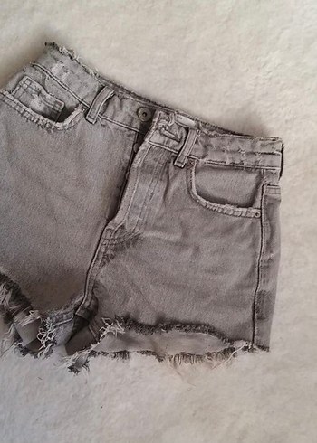 Gri Mini Denim Şort