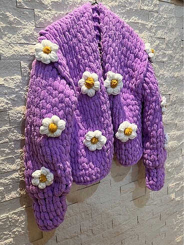 s Beden mor Renk Puffy Crop Hırka