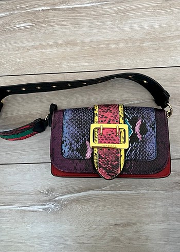 Kemer Detaylı Çok Renkli Yılan Derisi Desenli Kadın Çanta - Görsel 2