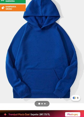 Mavi Kapüşonlu Kadın Sweatshirt