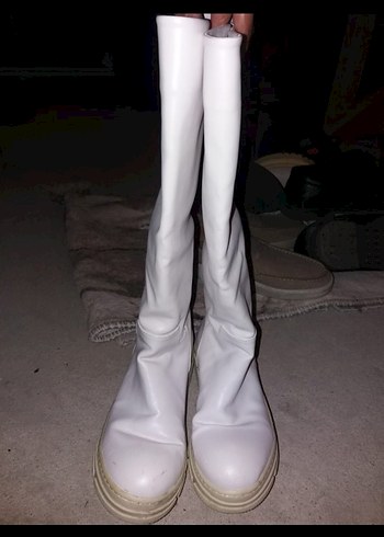 Beyaz Platform Topuklu Kadın Dizüstü Çizme - Görsel 2