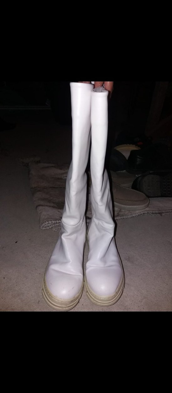 Beyaz Platform Topuklu Kadın Dizüstü Çizme - Görsel 2